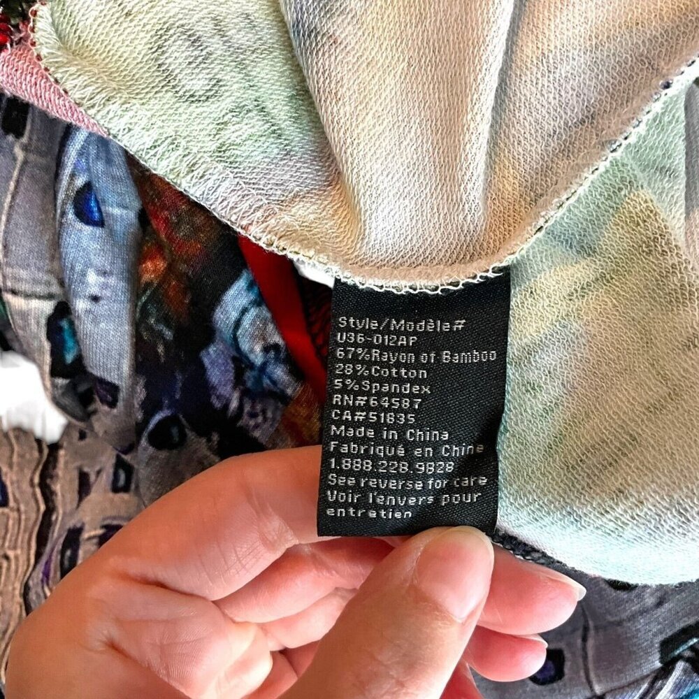 Ubu Size L Tunic Long Sleeve Landscape City Collared Multicolor Bamboo - Picture 10 of 11